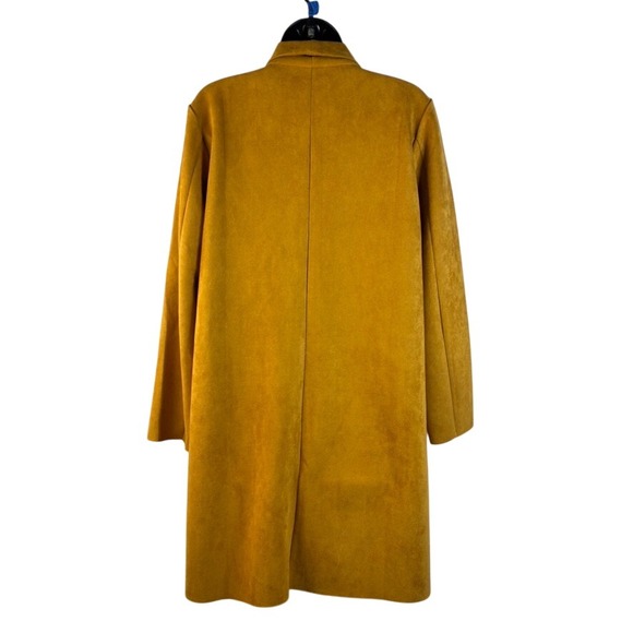 THML Anthropologie  Womens Med Mustard Yellow Faux Suede Duster Coat Open Front - Picture 4 of 16